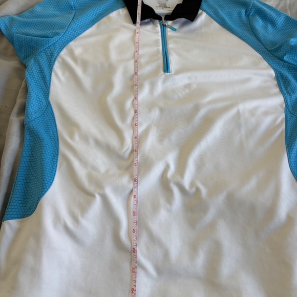 Ladies Large IZOD Perform Cool FX  Golf Shirt Blue Color Block preppy golf sport - Picture 13 of 13